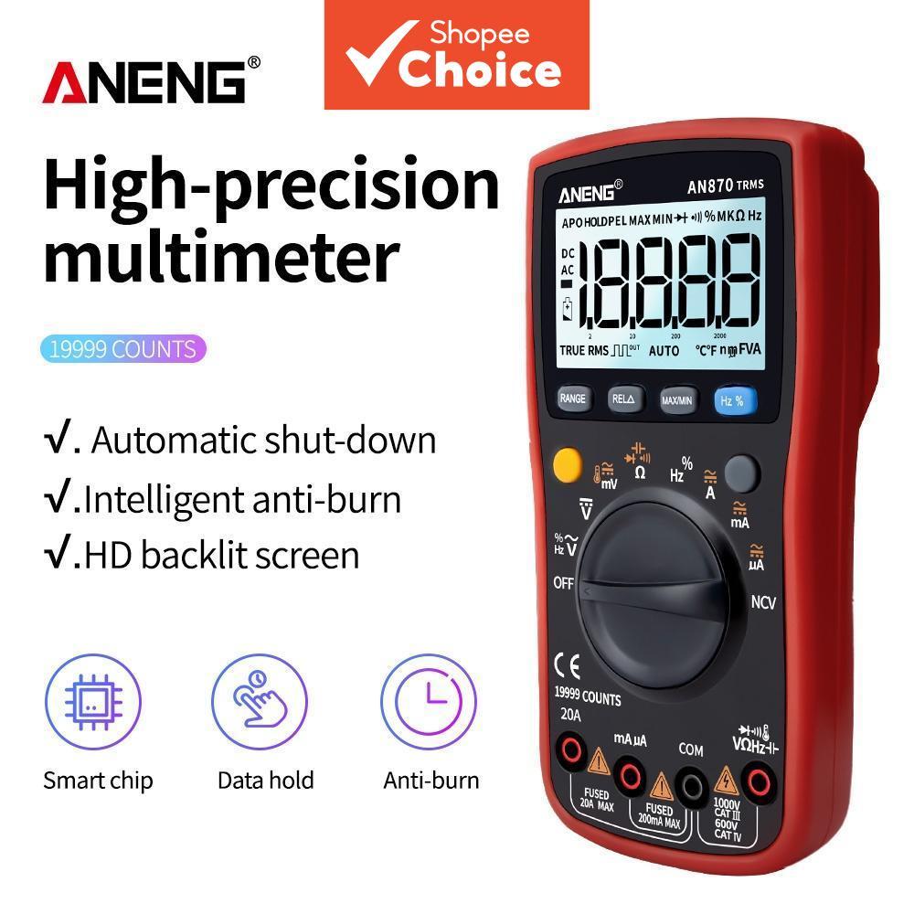 ANENG AN870 มัลติมิเตอร์แบบดิจิตอล 19999 นับ True RMS เครื่องทดสอบทรานซิสเตอร์ Professional ใช้ 1 ชิ