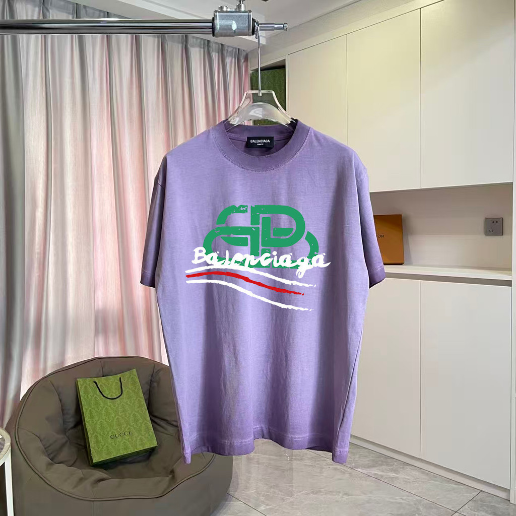 BALEN * CIAGA Star คลาสสิกรอบคอแขนสั้นเสื้อยืดผู้ชายผู้หญิงสบายพิมพ์ตัวอักษร Raglan แขนหรูหราหลวมขนา