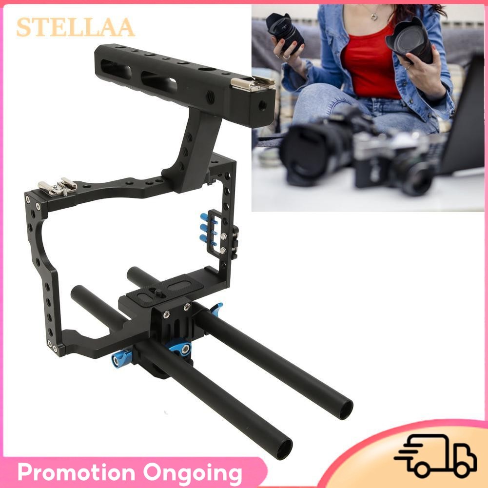Stellaa กล้อง CAGE Stabilizer RIG น้ำหนักเบาในตัวรองเท้าเย็นเข้าถึงได้ง่าย 1/4 นิ้ว?20 หลุมเกลียวอลู