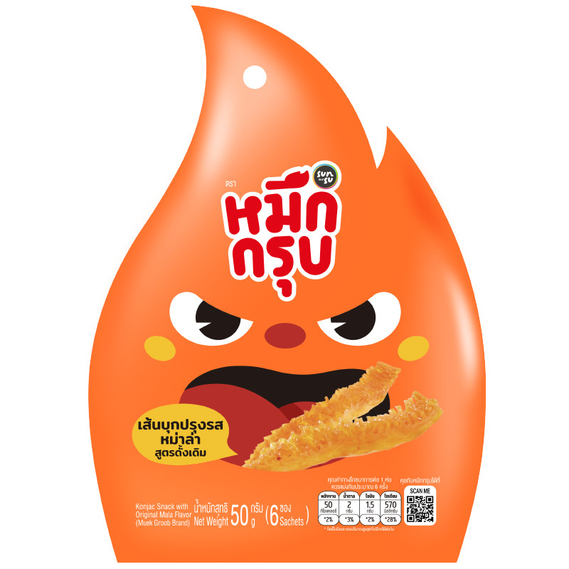 หมึกกรุบเส้นบุกปรุงรสหม่าล่าสูตรดั้งเดิม 50ก Muek Groob Konjac Snack with Original Mala 50g [8859745