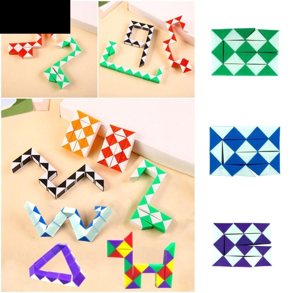 LUNAZAP 24 Speed Magic Snake Ruler, พับรูปร่างพิเศษ Magic Snake Cube, 3D ปริศนาพลาสติกที่ถอดออกได้ 3