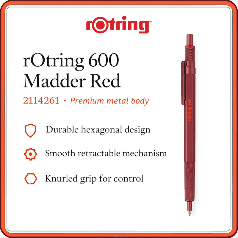 rOtring Ballpoint Pen Madder Red 600 2114261 rOtring High-end Writing Instruments Stationery Made in