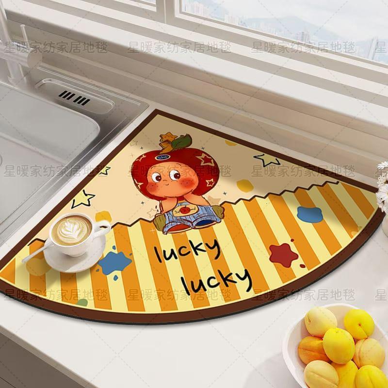 抑菌新款星星厨房沥水垫硅藻泥扇形厨房台面吸水隔热垫耐磨碗盘垫3.6Antibacterial New Star-shaped Kitchen Drain Mat, Diatomaceous Earth