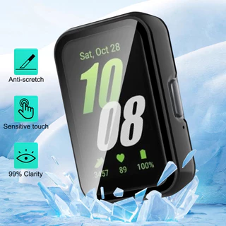 กระจกนิรภัย PC กรณีนาฬิกา for Samsung Galaxy Fit 3 ทุกรอบป้องกันหน้าจอฝาครอบป้องกัน กันชนเชลล์ฟิล์ม อุปกรณ์เสริม