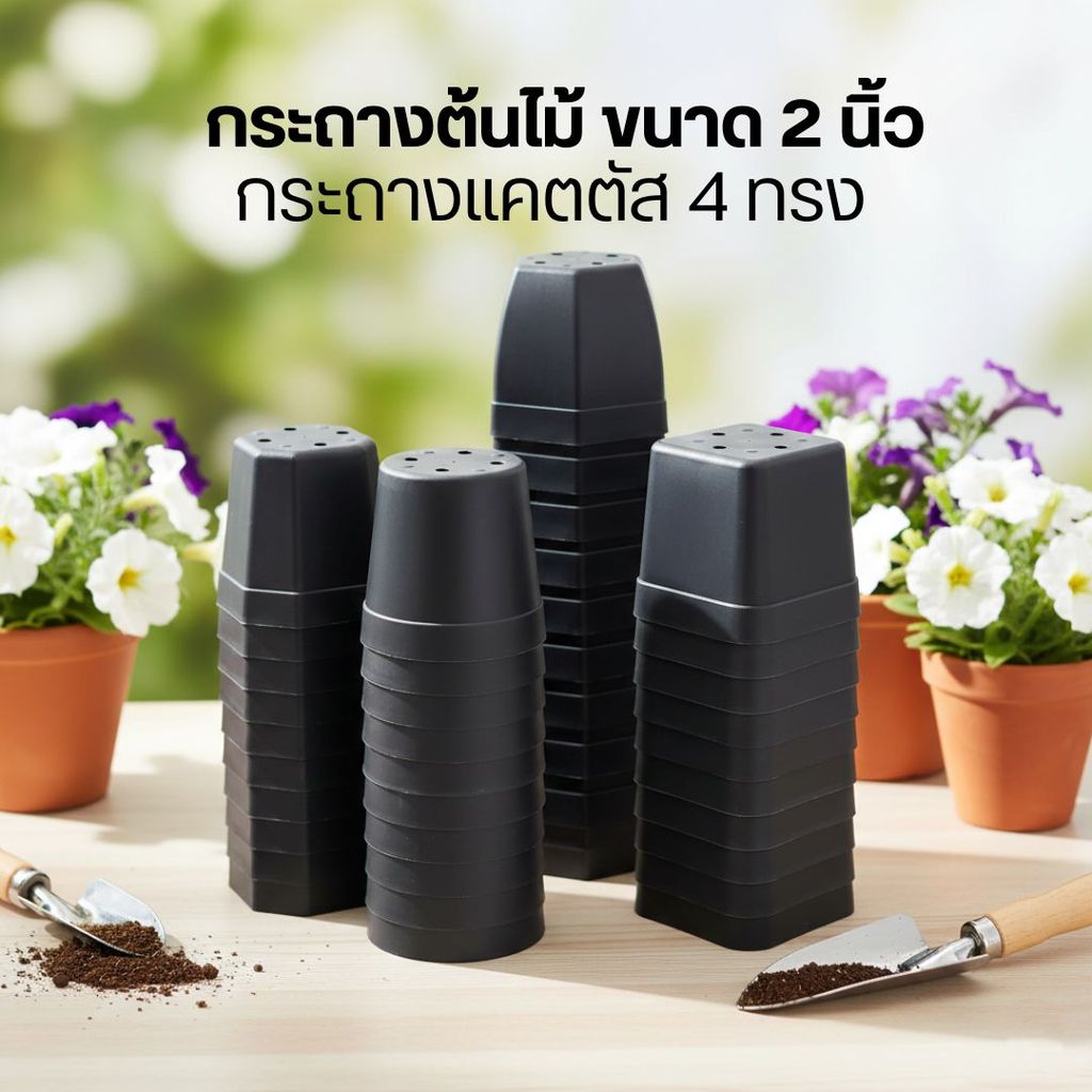 P3 (ราคาส่ง 100 ใบ) กระถางต้นไม้ ขนาด 2 นิ้ว กระถางแคตตัส 4 ทรง by innotrend