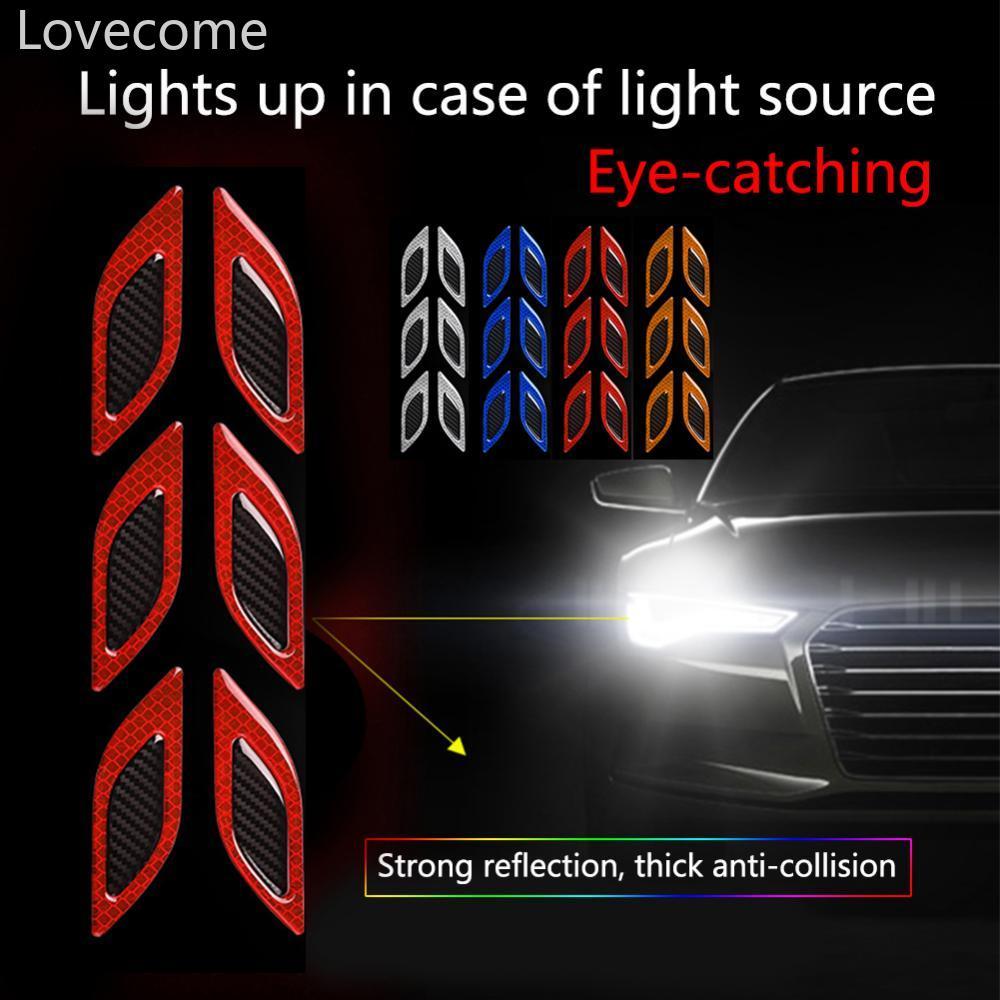Lovecome 6 ชิ้น/เซ็ตรถสติกเกอร์รถบรรทุกมอเตอร์อัตโนมัติแถบสะท้อนแสง Anti-Scratch ความปลอดภัยคําเตือน
