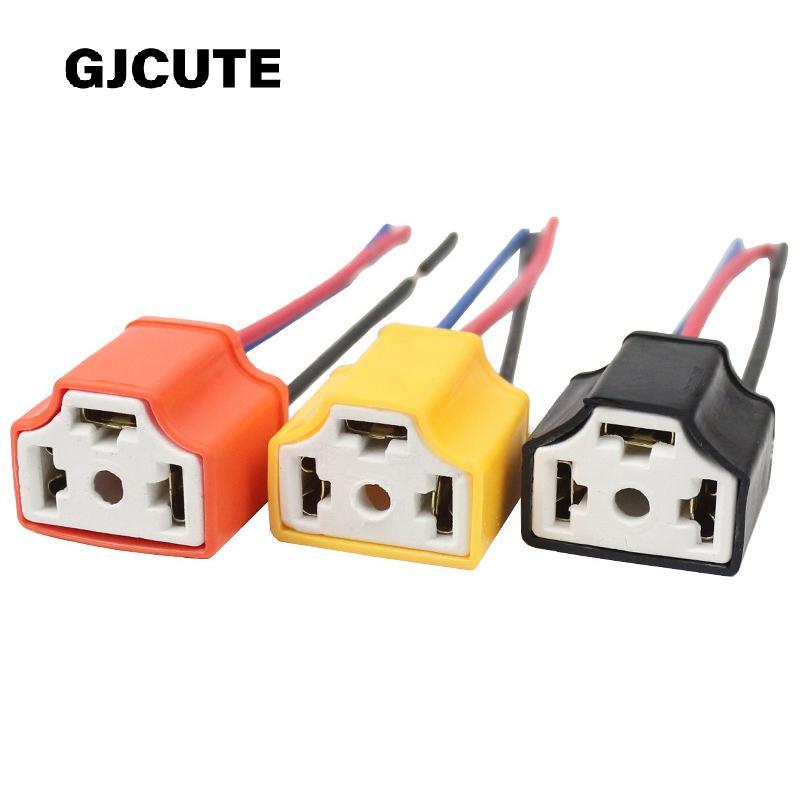 GJCUTE คุณภาพสูง H4 สามหลุมเซรามิคสายไฟรถหลอดไฟสายรัด Soet Plug ขายร้อนอัตโนมัติ H4 Connector Plug W