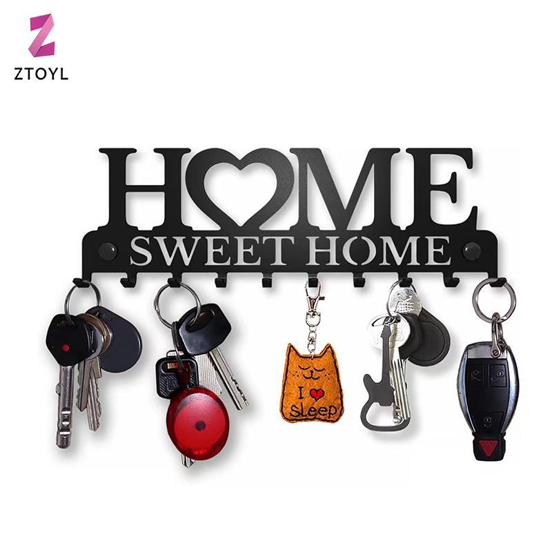 Null 1PC ติดผนัง Sweet Home ตกแต่ง Key Holder, Key Wall Hook, Creative Key Holder สําหรับประตูด้านหน
