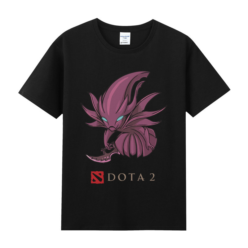 เสื้อยืดDOTA2 สีดำแขนสั้น ออกแบบตามตัวละคร Shadow Assassin และ Saint การแต่งกายแบบพิมพ์หลวม