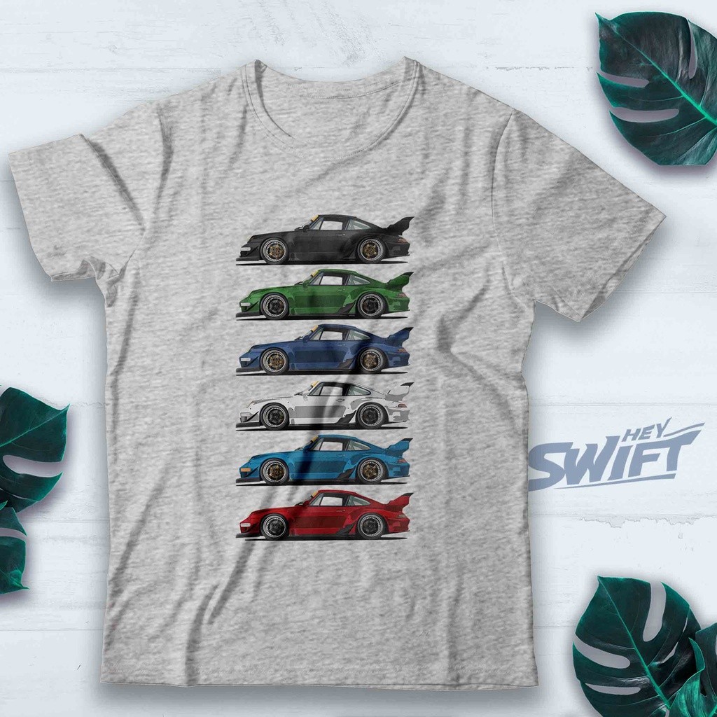เสื้อยืดพิมพ์ลาย PORSCHE RWB RAUH WELT BEGRIFF สำหรับผู้ชาย สไตล์กีฬา คอรอบ แขนสั้น