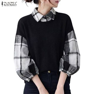 ZANZEA ผู้หญิงเกาหลี สไตล์ casual กับเสื้อยืดแขนสั้นลายสก๊อต…