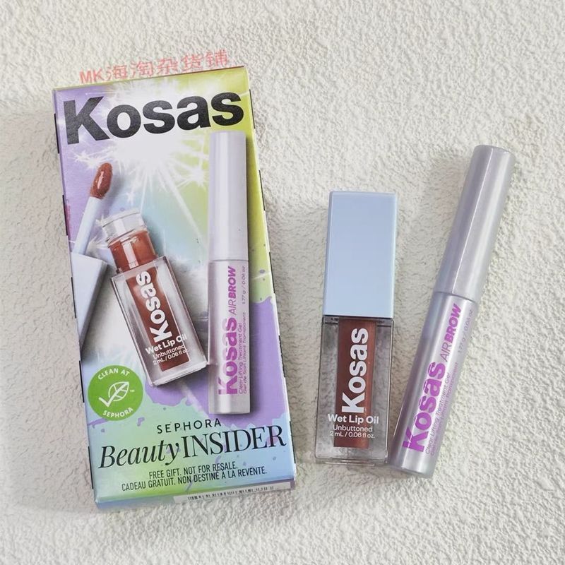 Haitao Ready Stock Kosas Set Unbuttoned Lip Oil 2ml+Vlumizing Shaping Eyebrow Gel 1.77g3.13