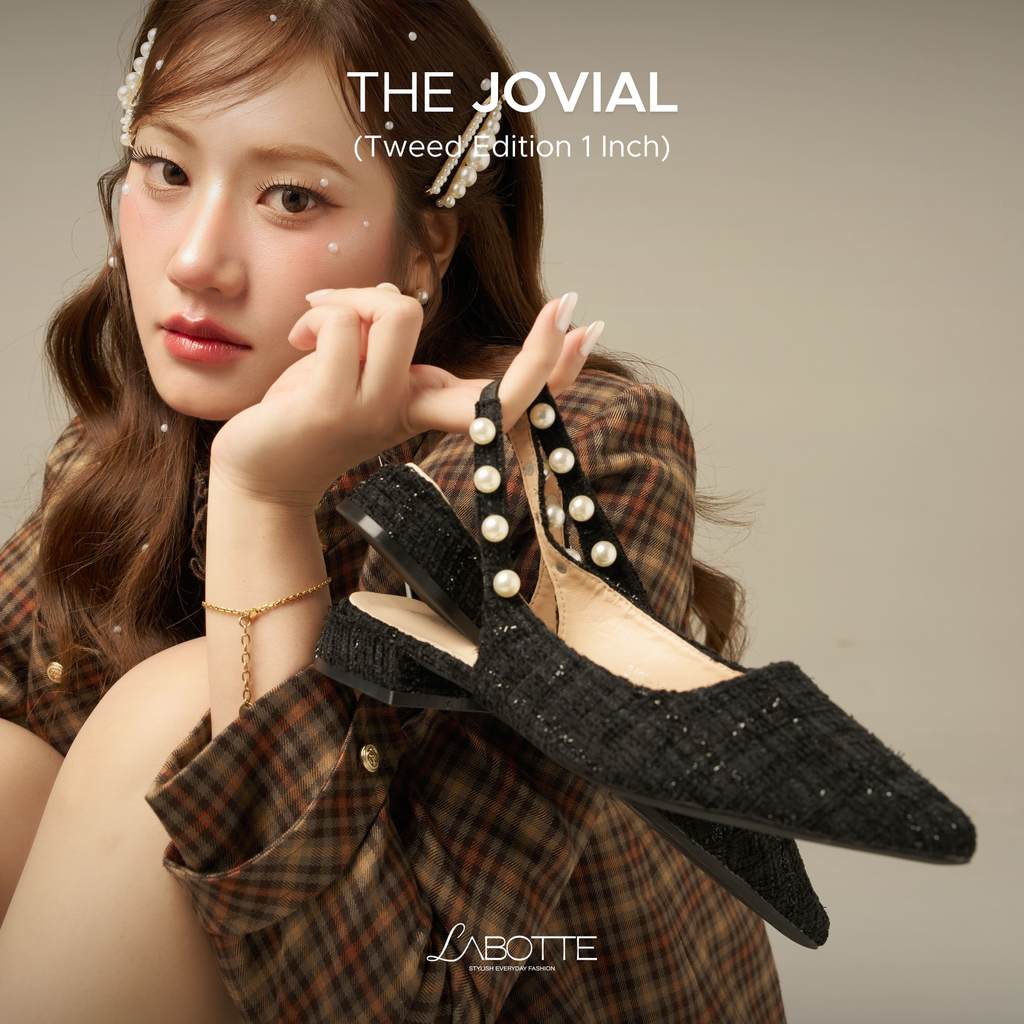 The Jovial (Tweed Edition 1 inch) - Labotte.bkk รองเท้ารัดส้น รองเท้าหัวแหลม (3165-1B)