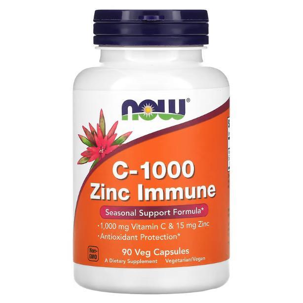 NOW FOODS Vitamin C + Zinc C1000 mg เสริมวิตามินซี+ซิ้ง 1000 มก. 90 Cap สูตรพิเศษ