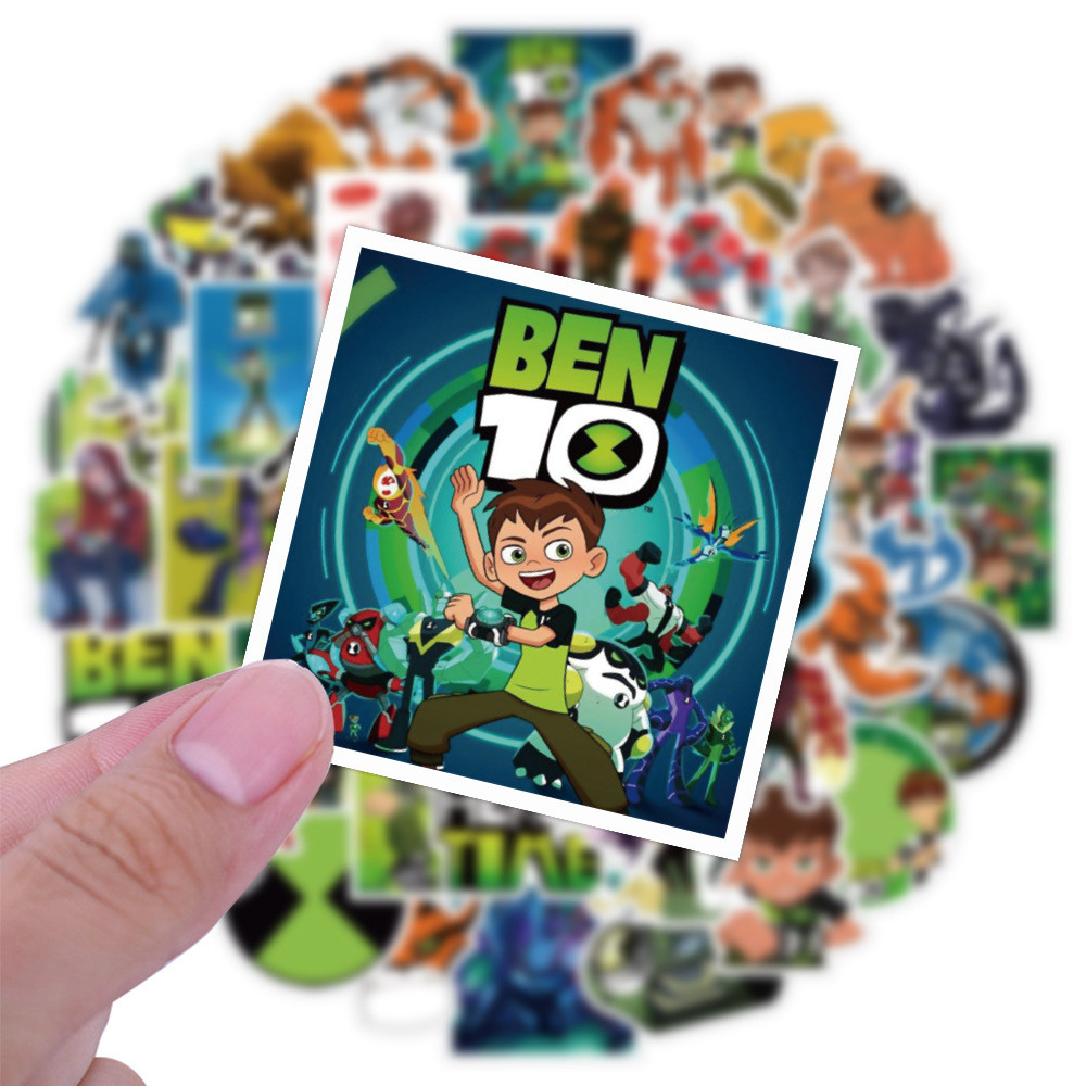 สติกเกอร์ Ben 10 (เบ็นเท็น) 50 ชิ้น กันน้ำ ลายเอเลี่ยนสุดเท่ สำหรับติดหมวกกันน็อคและเคสคอม