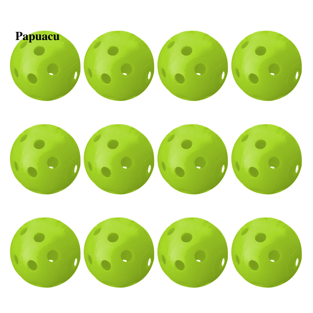 Pau_ 12 ชิ้นในร่มกลางแจ้ง Hollow Golf Practice Training Balls สําหรับผู้ชายผู้หญิงเด็ก