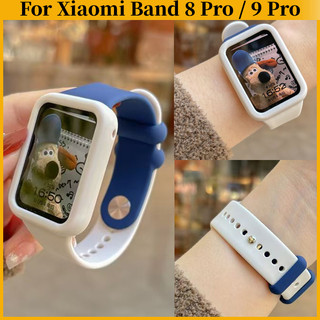 2 สี【สาย+เคส】ซิลิโคน สาย Silicone strap For Xiaomi Band 8 Pro Xiaomi Band9 Pro strap