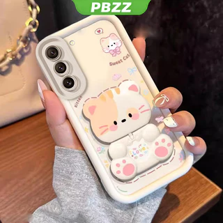 PBZZ FOR เคส สําหรับ samsung s21 fe samsung s21 ultra samsung s21 plus เคสโทรศัพท์ Softcase ซิลิโคนกันกระแทกออกแบบใหม่ความงามการ์ตูนแมวพร้อมผู้ถือสําหรับกระจก JTMMZJ01