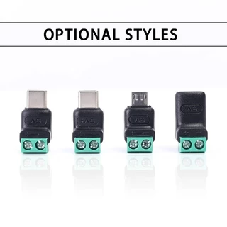 อะแดปเตอร์เทอร์มินัล USB C ถึง 2Pin - สกรู 5V ปลั๊กไร้บัดกรี - บล็อกเทอร์มินัลจีบ 5V - ขั้วต่อการชาร์จการถ่ายโอนข้อมูลสีเขียว - หัวการเชื่อมต่อที่รวดเร็วของโทรศัพท์มือถือ