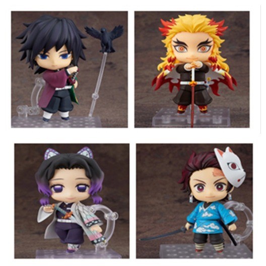 Demon Slayer รุ่น Q Nendoroid Kyojuro ผีเสื้อ Giyuu Tanjiro คอลัมน์เสียงเปลี่ยนหน้าตุ๊กตา