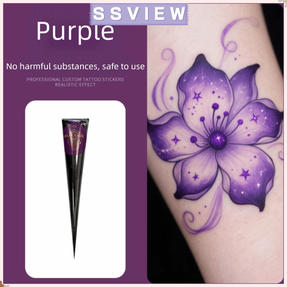 SILLSAVIEW Henna Tattoo Cream, ชั่วคราวใช้งานง่าย Henna Paste Cone, Henna Tattoo Cream สีดําสีน้ําตา