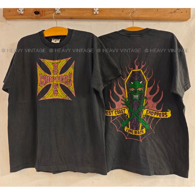 WEST COAST CHOPPERS Long Beach, coffin Bio washed เสื้อวินเทจ เสื้อฮาเลย์ heavy vintage shirt