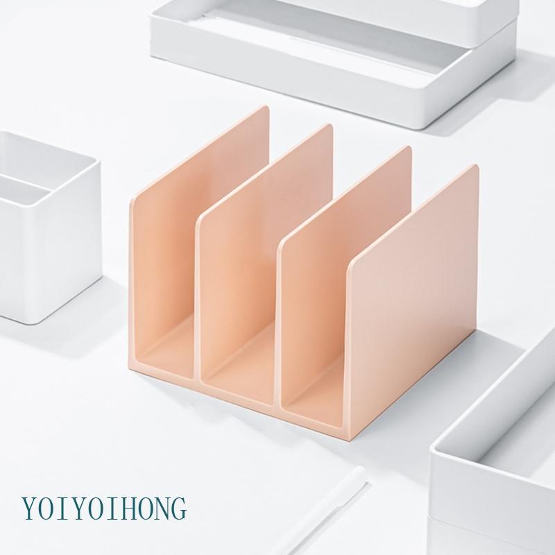 YOI Bookend สําหรับชั้นวาง 3 ส่วน ABS Book End Book Stand 3 ช่องหนังสือประหยัดพื้นที่ Organiser Book