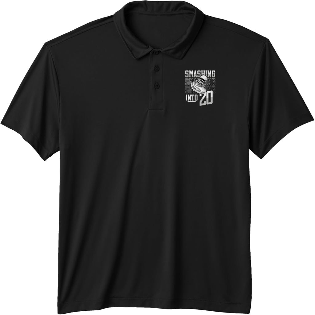 Smashing Into 20 Years Badminton Lover 20th Birthday Performance Polo Shirt