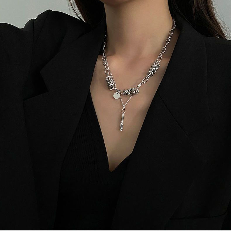 ขายร้อน Thorn Stacked Double Layer สร้อยคอผู้ชายอินเทรนด์ Cool ins Hip Hop ที่ไม่ซ้ํากัน Clavicle Ch