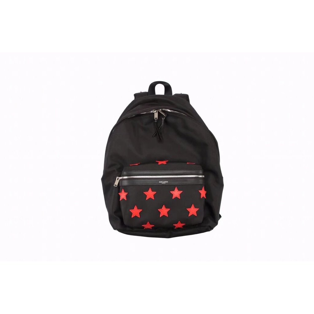 SAINT LAURENT SAINT LAURENT กระเป๋าเป้ผู้ชาย Red Star Nylon SLP Backpack