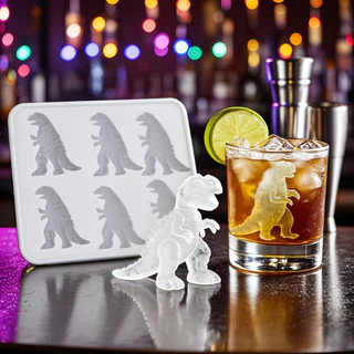 แม่พิมพ์น้ำแข็งซิลิโคน Godzilla Ice Mold ถาดแม่พิมพ์ซิลิโคน 6ช่อง กดออกง่าย DIY น้ําแข็งทําเครื่องมือ