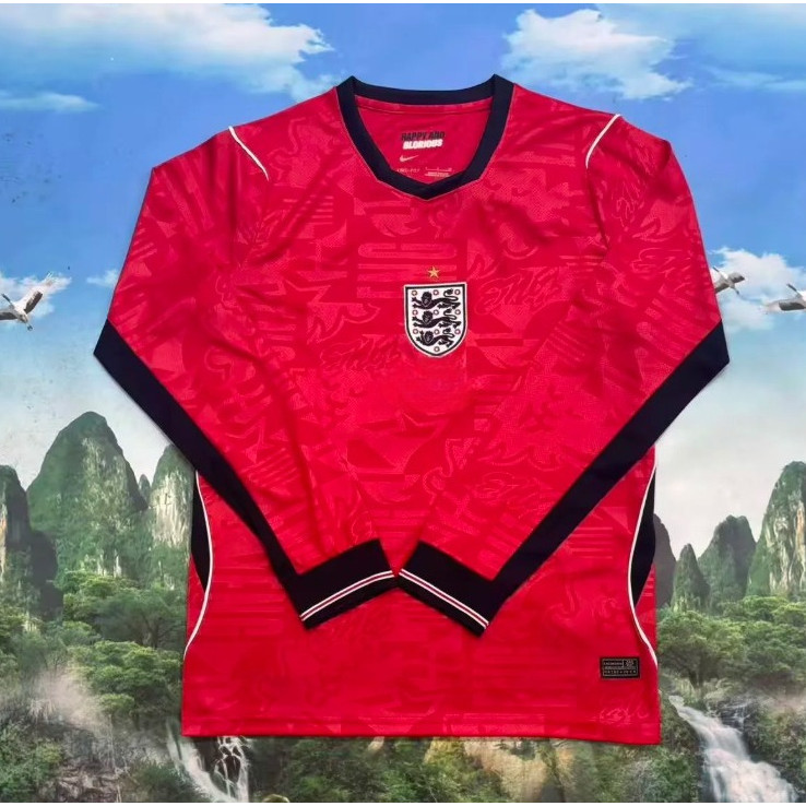 [เวอร์ชั่นพัดลม] 2026 England Away Long Sleeved Football Sports Casual Short Sleeved Shirt