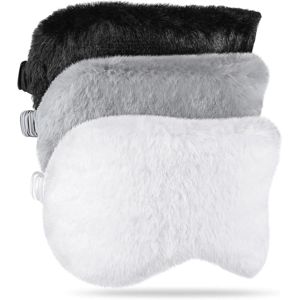 Plush Eye Mask 3 ชิ้น Sleeping Blindfold Sleeping Mask Sleep Mask สบาย Plush Sleepover Mask Soft Fur