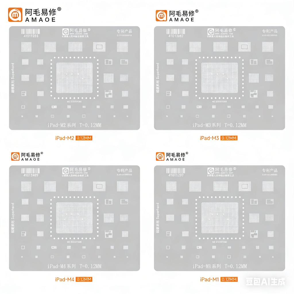 4 ชิ้น/เซ็ต AMAOE BGA Reballing Stencil สําหรับ iPad M1 M2 M3 M4 2021 2022 Air 5 Air6 BGA Reballing 
