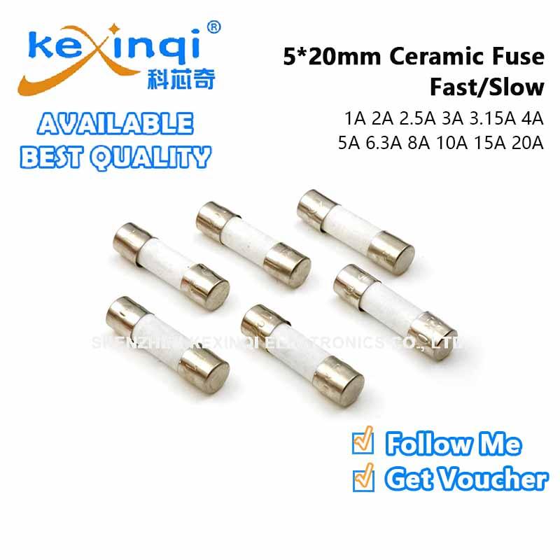 (10 ชิ้น) 5*20 มม.Fast/Slow Blow Tube ฟิวส์ 0.1A 0.5A 1A 2A 2.5A 3A 3.15A 4A 5A 6.3A 8A 10A 15A 20A 