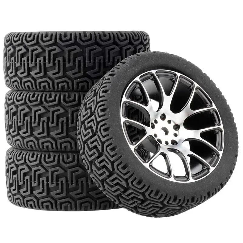 4 ชิ้นยางแข่ง Tyre ขอบล้อโลหะ 12 มิลลิเมตร Hex สําหรับ RC 1/10 On-Road รถ HSP 94123/94103/94122 D4/D