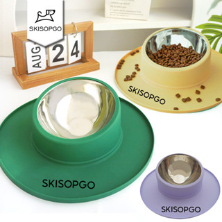 SKISOPGO ชามอาหารหน้าแมว ชามสุนัข ชามใส่อาหารสัตว์เลี้ยง มีข…