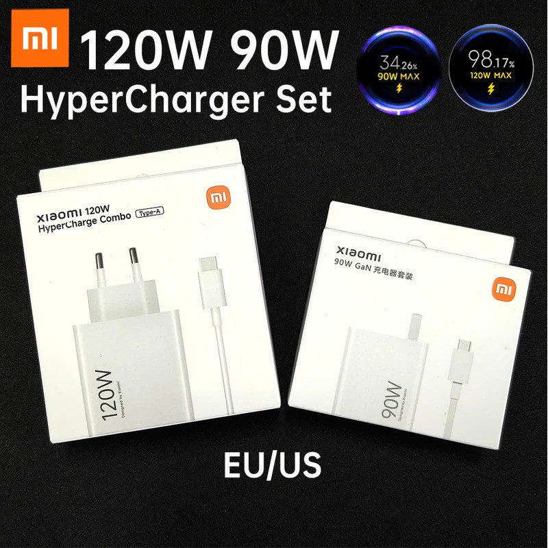 ใช้ Xiaomi 120W 90W Charger Turbo Hypercharge Cable Power Adapter Chargeur Xiao Mi 17 15 14 T Pro + 