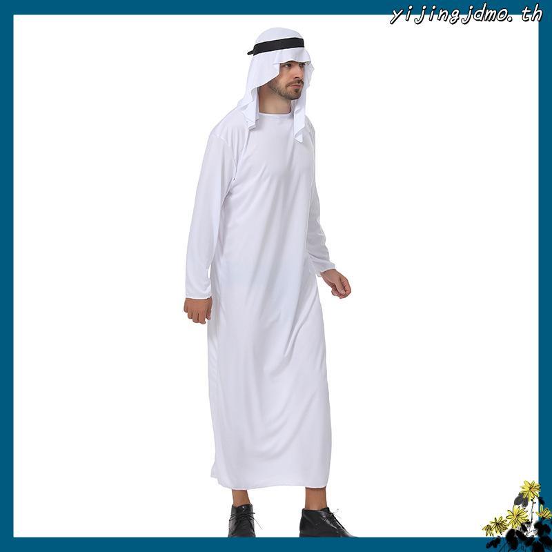 ผู้ใหญ่ Sheik ชุดแฟนซีเครื่องแต่งกายผู้ชายสไตล์อิสลาม Robe ฮาโลวีนตลก Tycoon ชุดคอสเพลย์ Party Carni