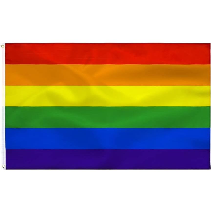เกย์ Pride ธง 6 Stripes 3x5ft -Rainbow FLAG LGBT FLAG กลางแจ้งในร่มเกย์ Pride stuff เย็บคู่ทองเหลือง