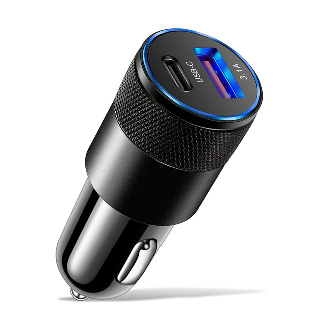 Elough 68W Dual USB Type C Car Charger โลหะ Auto PD Charger Adapter Fast Charging USB C Charger สําห