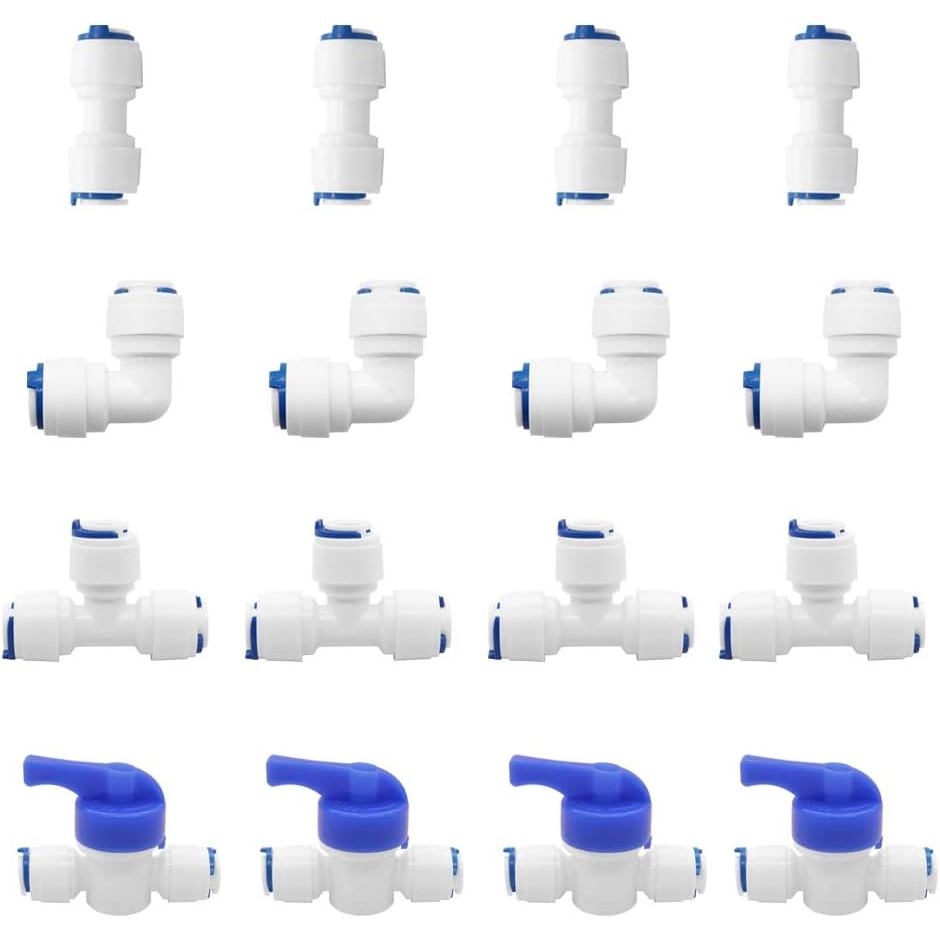 Beduan Water Push to Connect Quick Connect Fitting 1/4" Tube OD สําหรับระบบ RO Water Reverse Osmosis