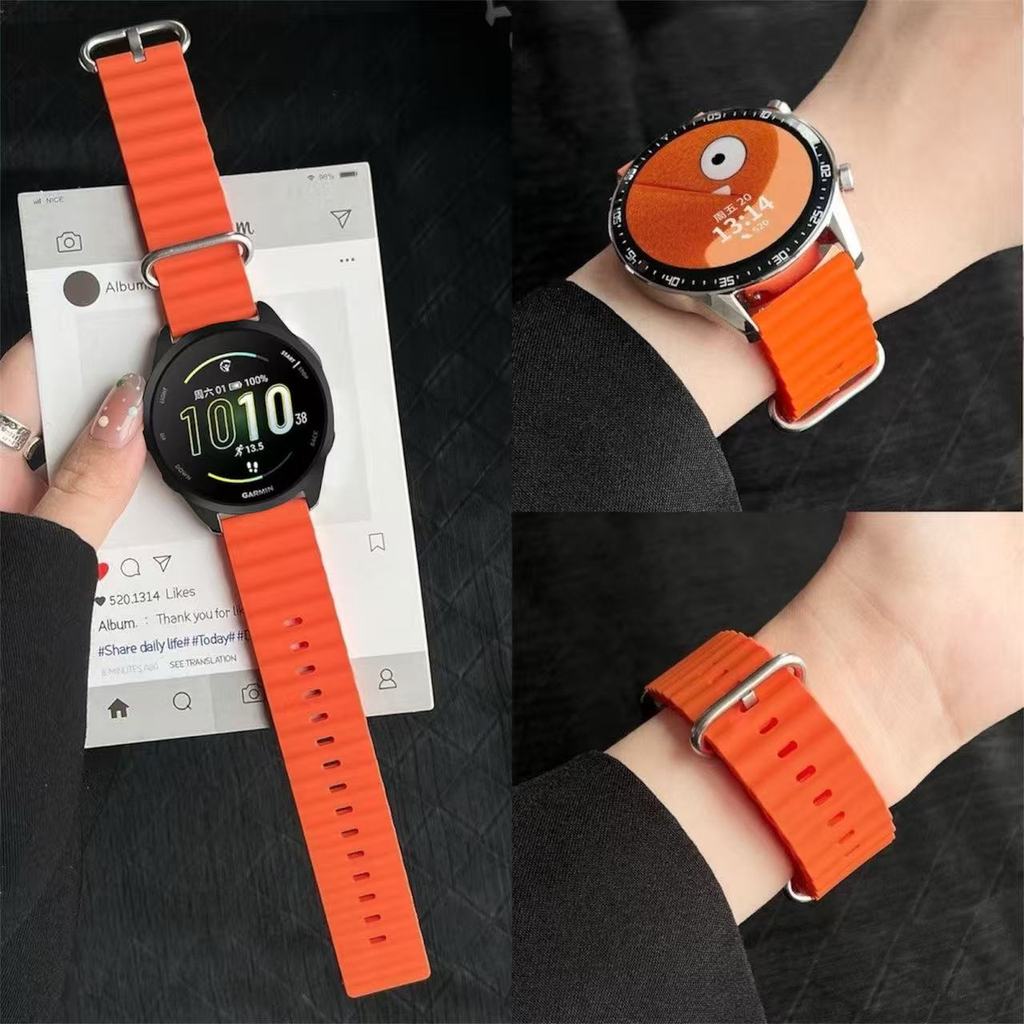 สายนาฬิกาGarmin 245/245music/55/165/158/570 42mm venu sq2/venu vivomove3 vivomove trendสาย20mm