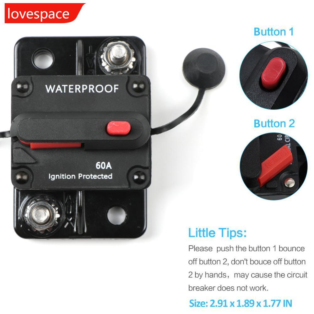 LOVESPACE 1 PC รถกันน้ําเรือ Auto AMP Circuit Breaker ฟิวส์รีเซ็ต DC 12-48V 30A-300A A4I4