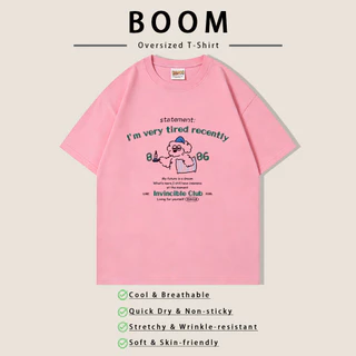 （จัดส่งตลอด 24 ชั่วโมง）BOOM SHOP ผ้าฝ้าย 100% เสื้อยืดคอกลมแขนสั้นหลวมสไตล์เกาหลีสำหรับผู้หญิง