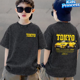 COD 2026 สินค้าใหม่ ทรงหลวม คอกลม เสื้อเด็ก kids Distressed T-shirt ผ้าฝ้าย เด็กชาย เสื้อผ้าเด็ก t-shirt S498