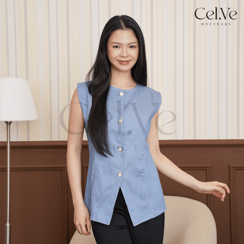 CELVE – Railey Blouse Top เสื้อแขนกุดผู้หญิง – เสื้อเบลาส์แขนกุดลําลองหรูหรา