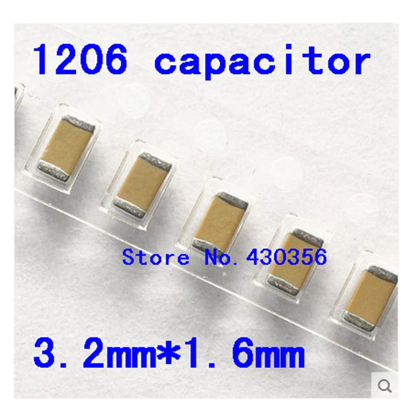 100 ชิ้น 1206 ตัวเก็บประจุ SMD 10UF 25V 106K ±10% X7R