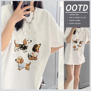 🐕Su.Tee🐕เสื้อน่ารัก เสื้อยืด oversize เกาหลี โคตรนุ่ม เนื้อผ้าฝ้ายผสมโพลีเอสเตอร์ ลาย "Bllmbkbfo ftbh" สินค้าใหม่ 2026