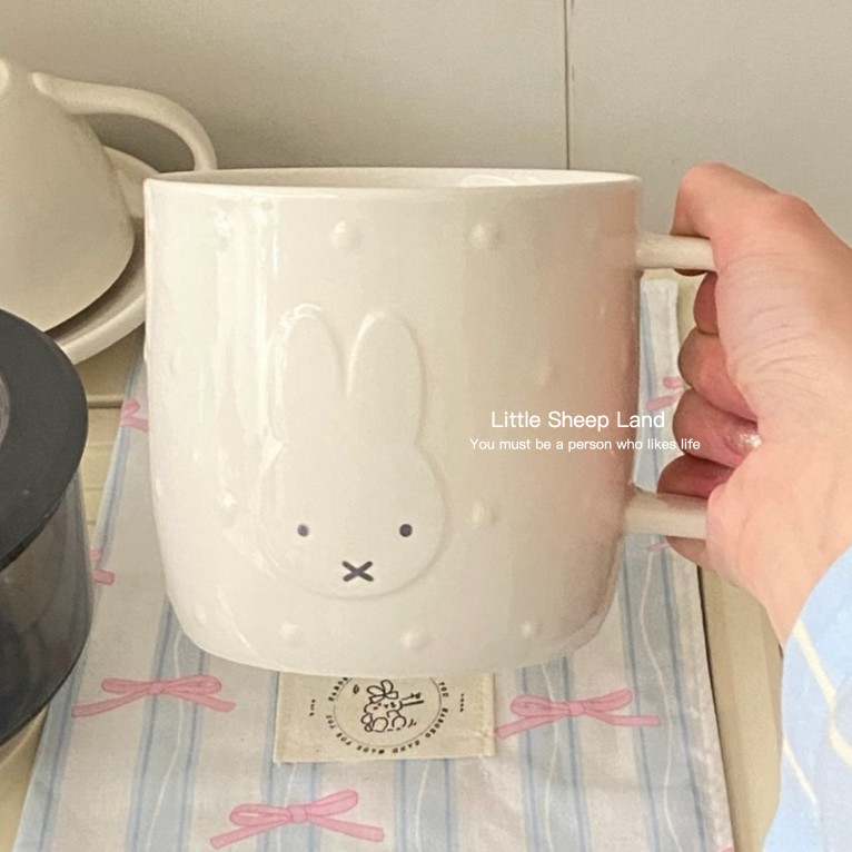 แก้วมัค แก้ว แก้วกาแฟ ins miffy🐰3D 360ml/600ml2 ขนาด สำหรับร้านกาแฟ